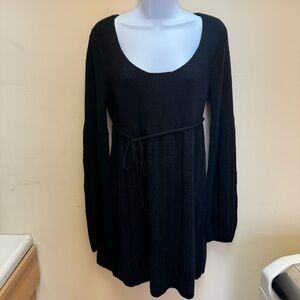 Mac & Jac NWT Black Long Sleeve Knit Belted Sweater Dress Womens Large